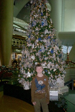 Sebastian with a Christmas tree in the Burj