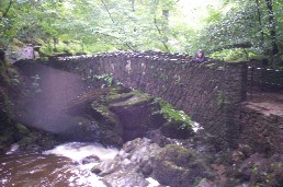 Sebastian on the Bridge over High Force Waterfall