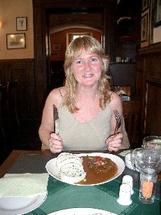 Tracey enjoying a typical Prague lunch